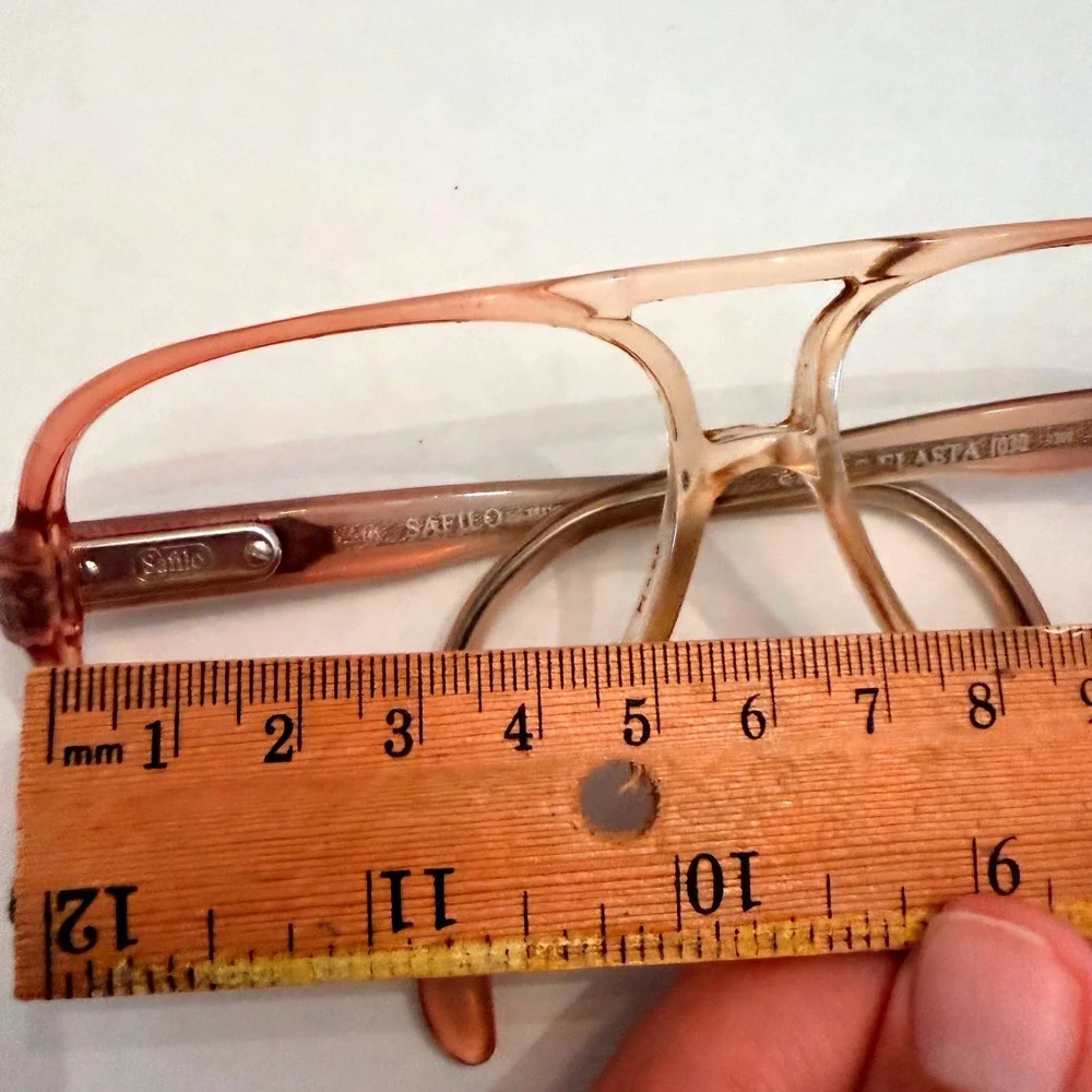 Safilo Elasta 1030 Vintage Aviator Eyeglass Frames Peach Amber Italy 58-14-145
